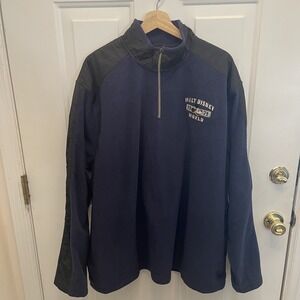 Disney Parks Walt Disney‎ World 1971 Fleece Jacket XXL 2X Navy 1/4 Zip Mickey